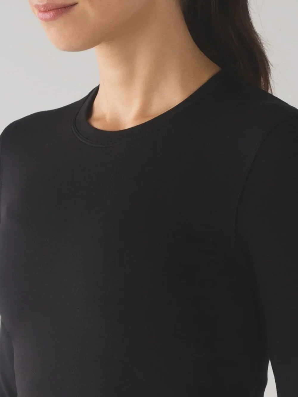 Lululemon Short Stop Long Sleeve Mesh Back Crop Black Workout Top Size 10